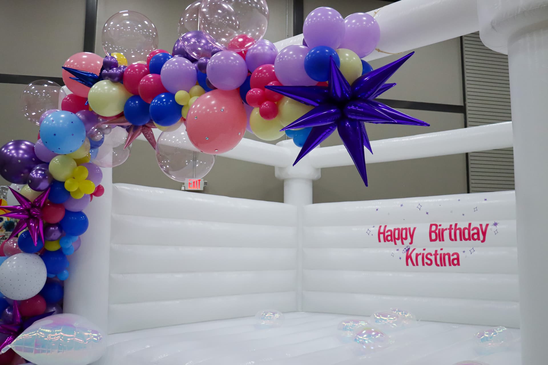 Luxury birthday party setup with elegant florals